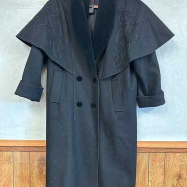 Charles Klein Black Wool Cape Coat