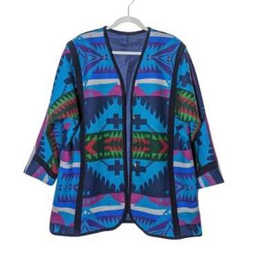 Handmade Pendleton Wool Blanket Coat Blue Cheyenn… - image 1