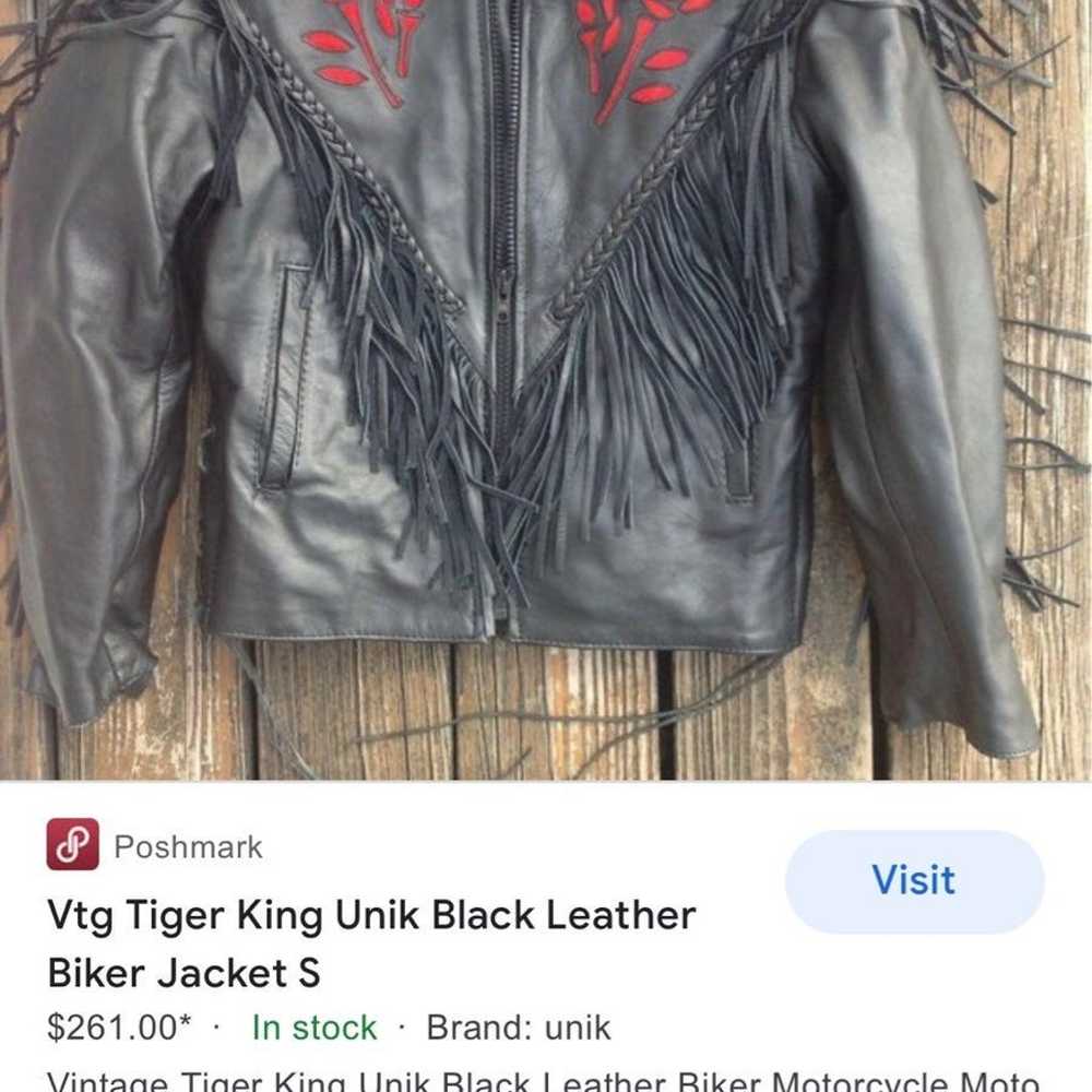 Vtg Rose Black Leather Jacket - image 8