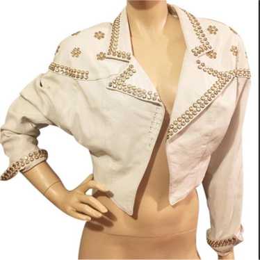 Vintage MGM Grand Cream Leather Jacket - image 1