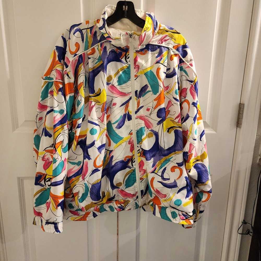 Vintage Bocoo 80s Abstract Art Windbreaker Jacket… - image 2