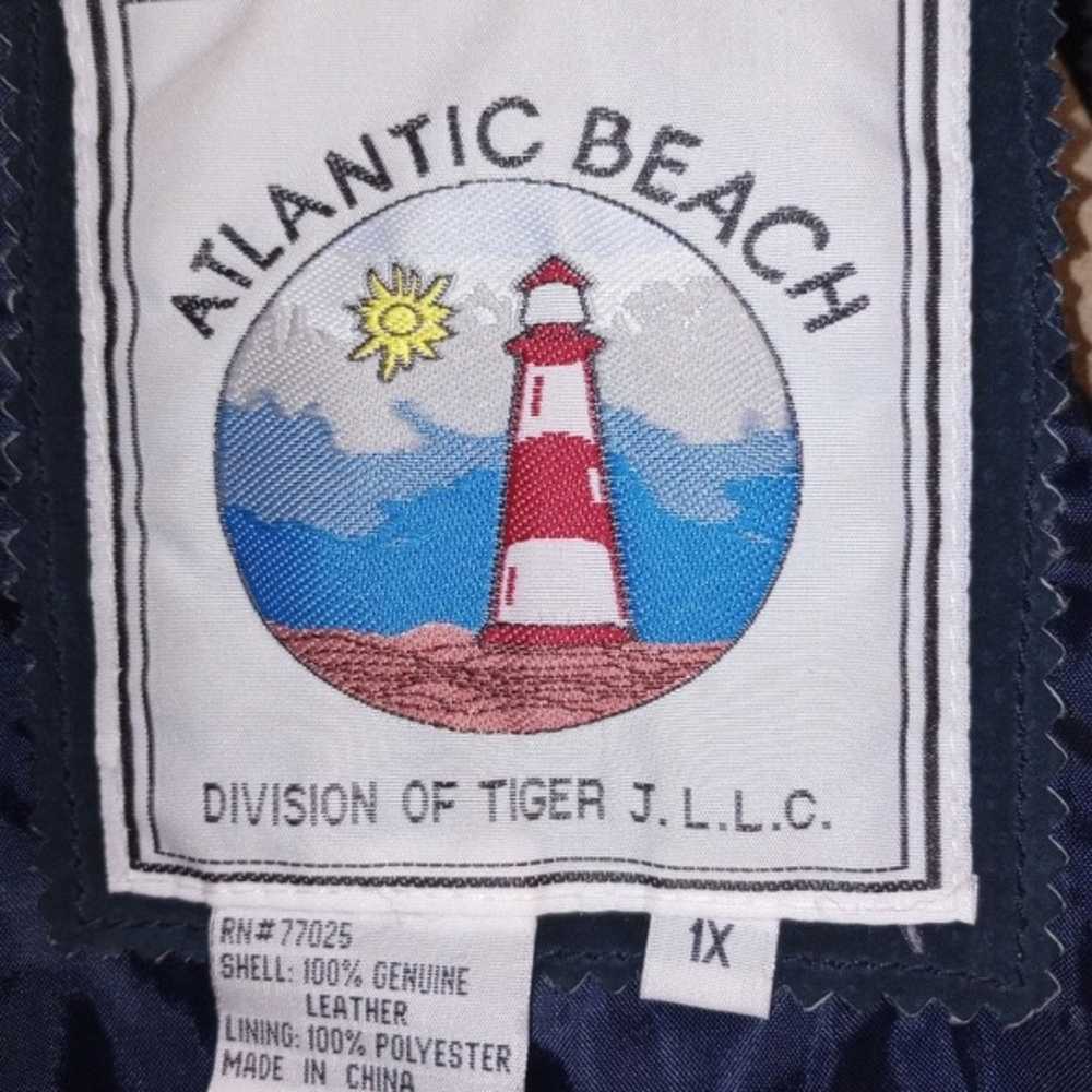 Vintage Atlantic Beach Blue and Suede Coat Size 1X - image 7