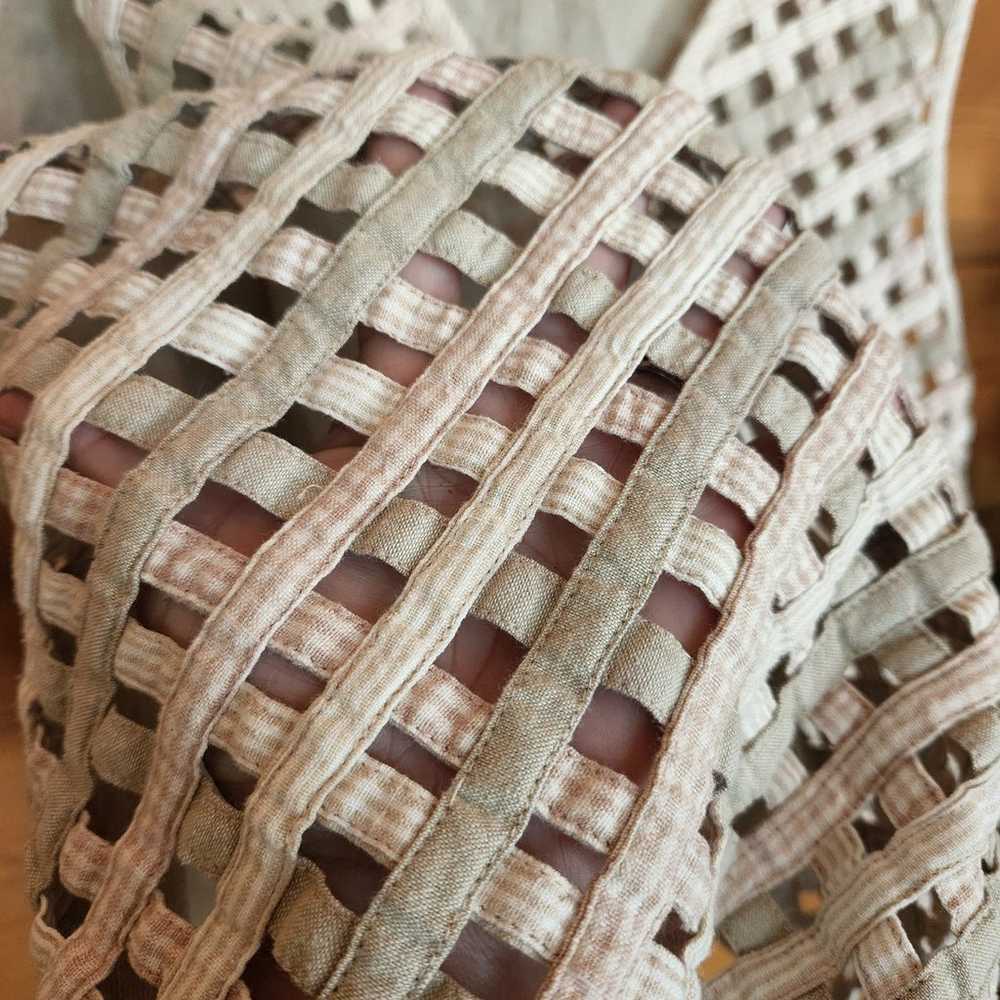 Chrysantheme Vintage Vest Lattice Basket Woven Ti… - image 3