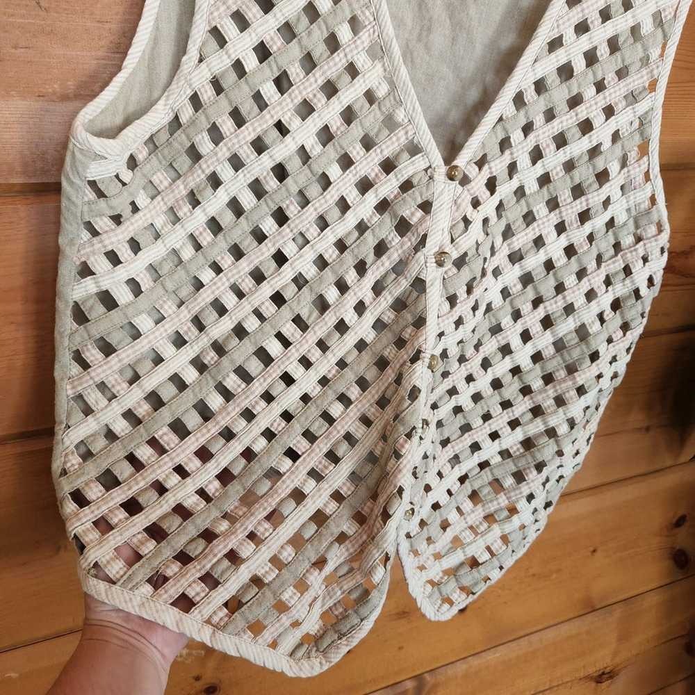 Chrysantheme Vintage Vest Lattice Basket Woven Ti… - image 4