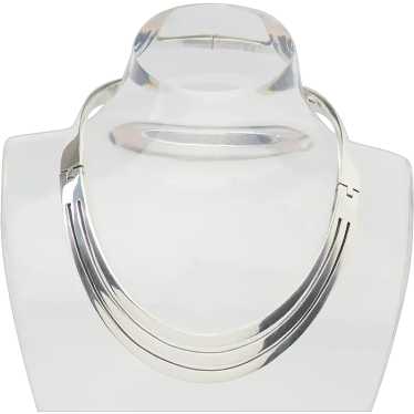 Modernist heavy sterling silver vintage necklace … - image 1