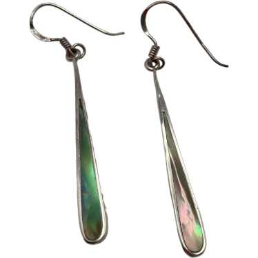 Sterling Silver and Abalone Long Dangle Earrings - image 1