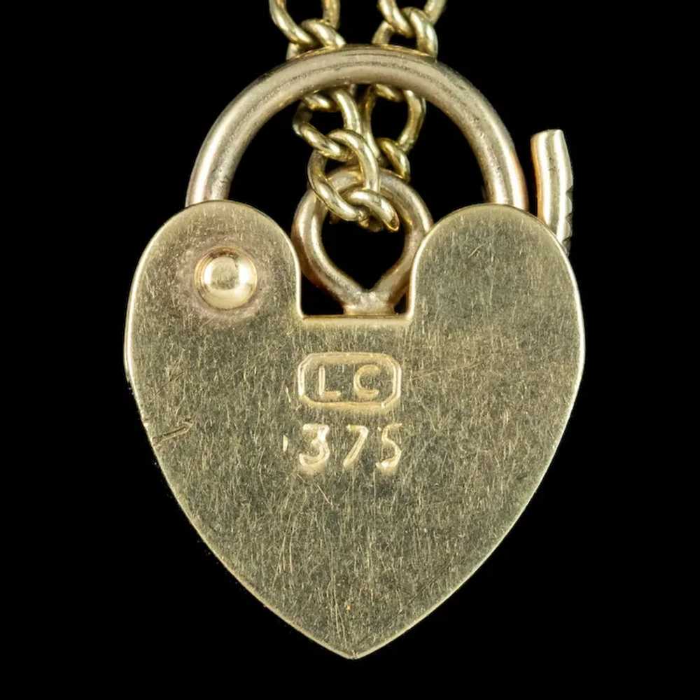 Vintage Enamel Charm Bracelet 9ct Gold With Heart… - image 6