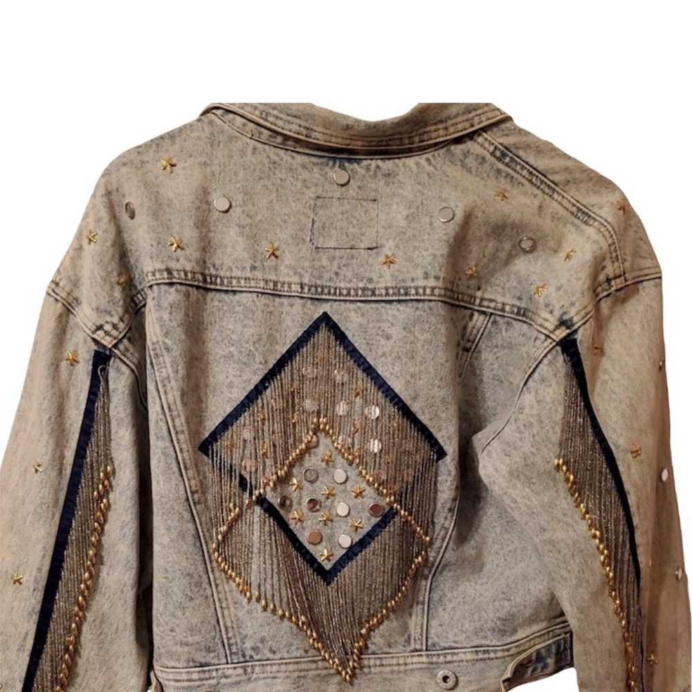 Vintage Dakota blue fringe beaded jacket - image 2