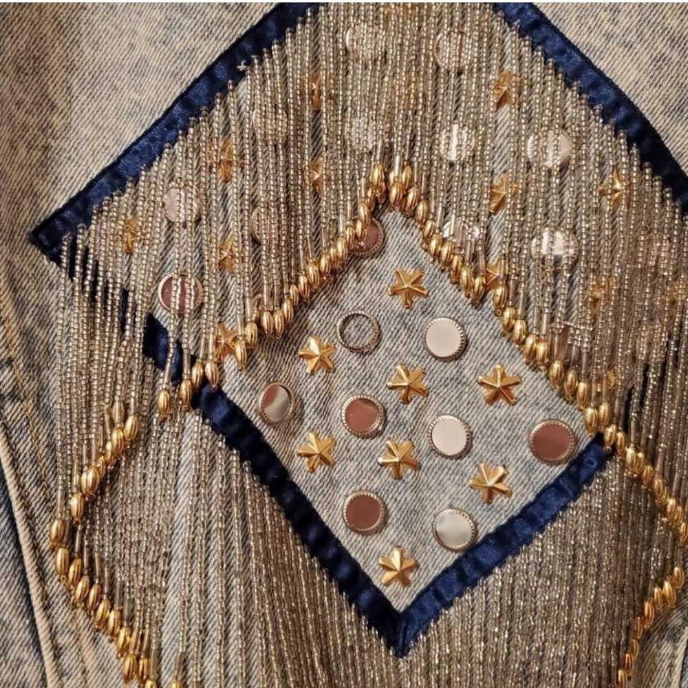 Vintage Dakota blue fringe beaded jacket - image 3