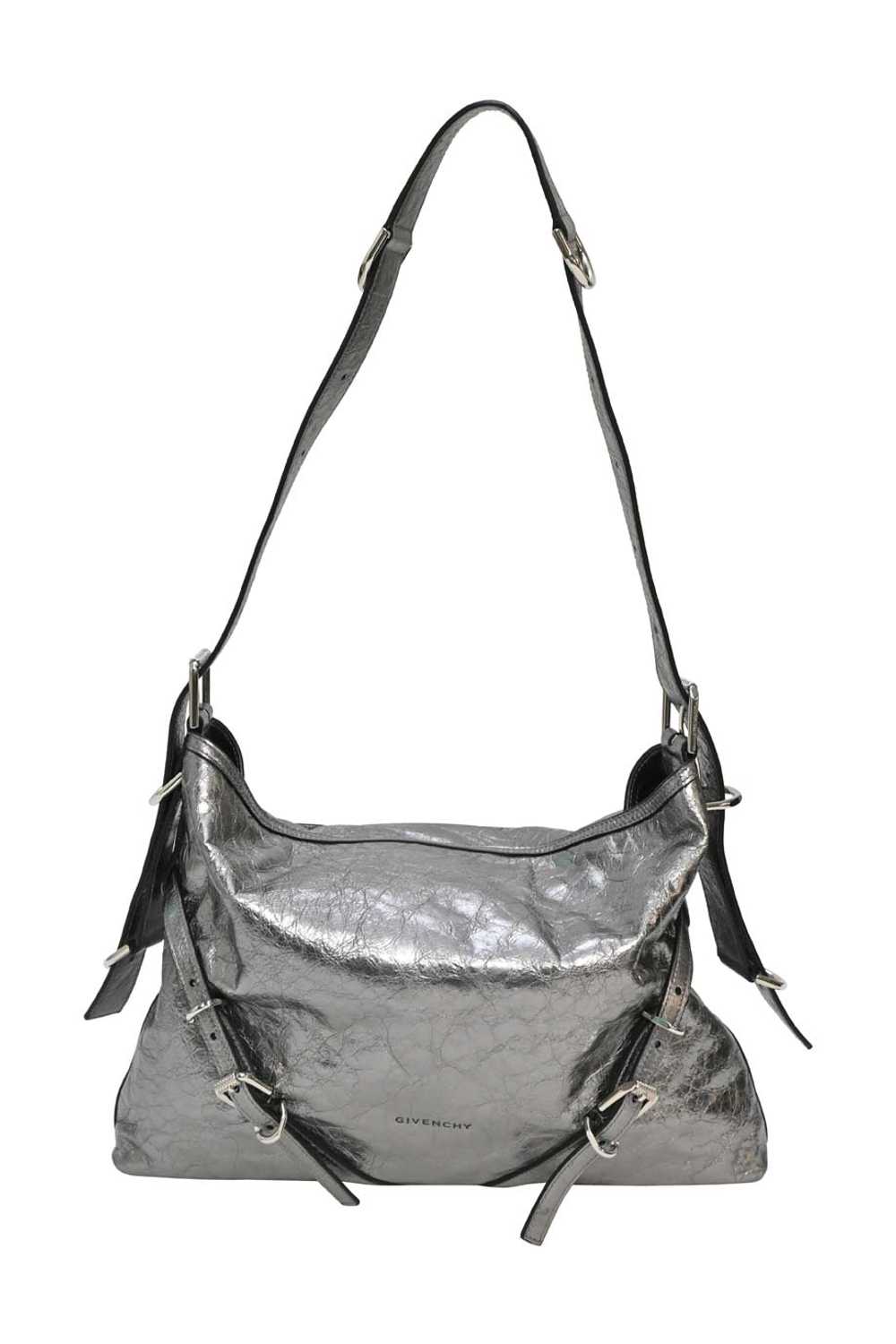 GIVENCHY Silver crinkled leather medium Voyou sho… - image 1