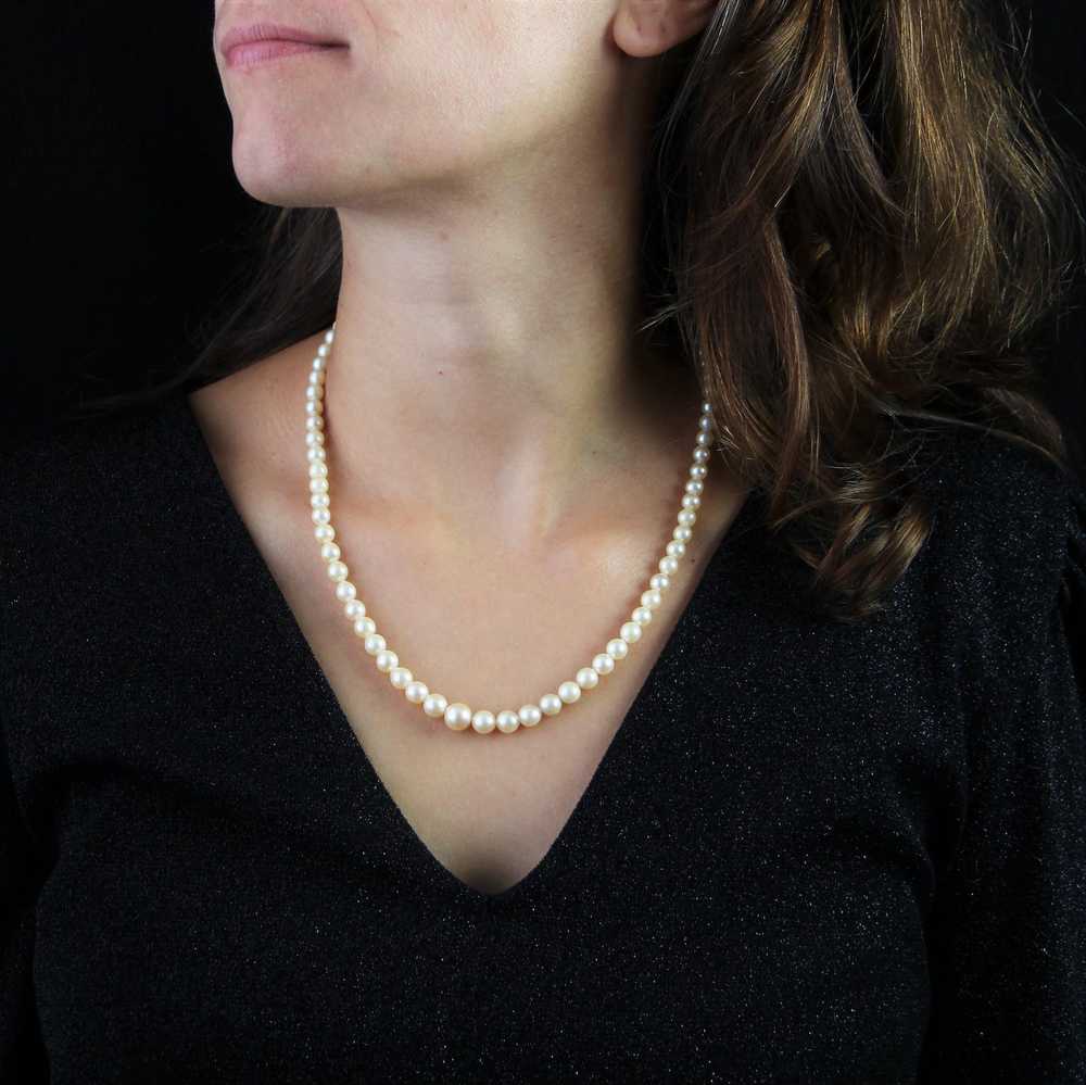 Vintage French 1970s Cultured Pearl 18 Karat Whit… - image 2