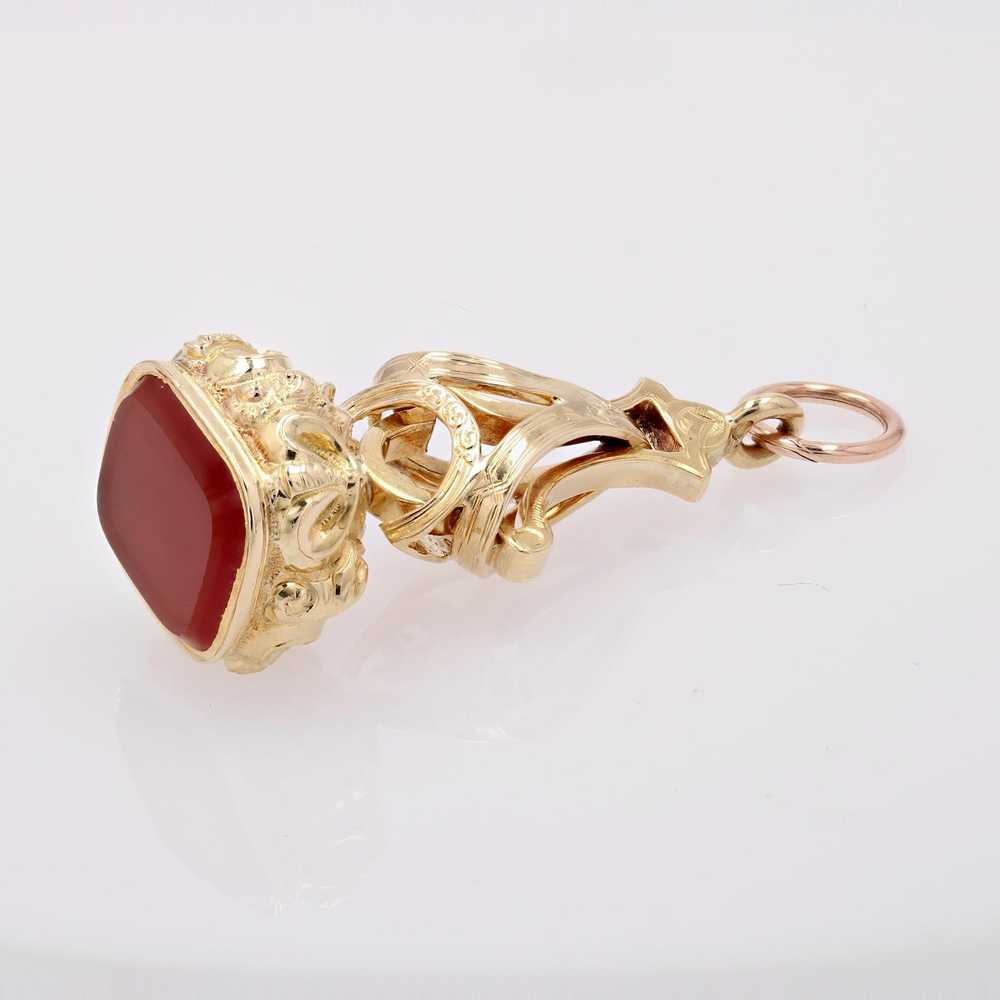 Vintage French 19th Century Carnelian 18 Karat Ye… - image 7