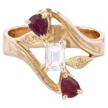 Vintage French 1960s Baguette- cut Diamond Pear- … - image 1