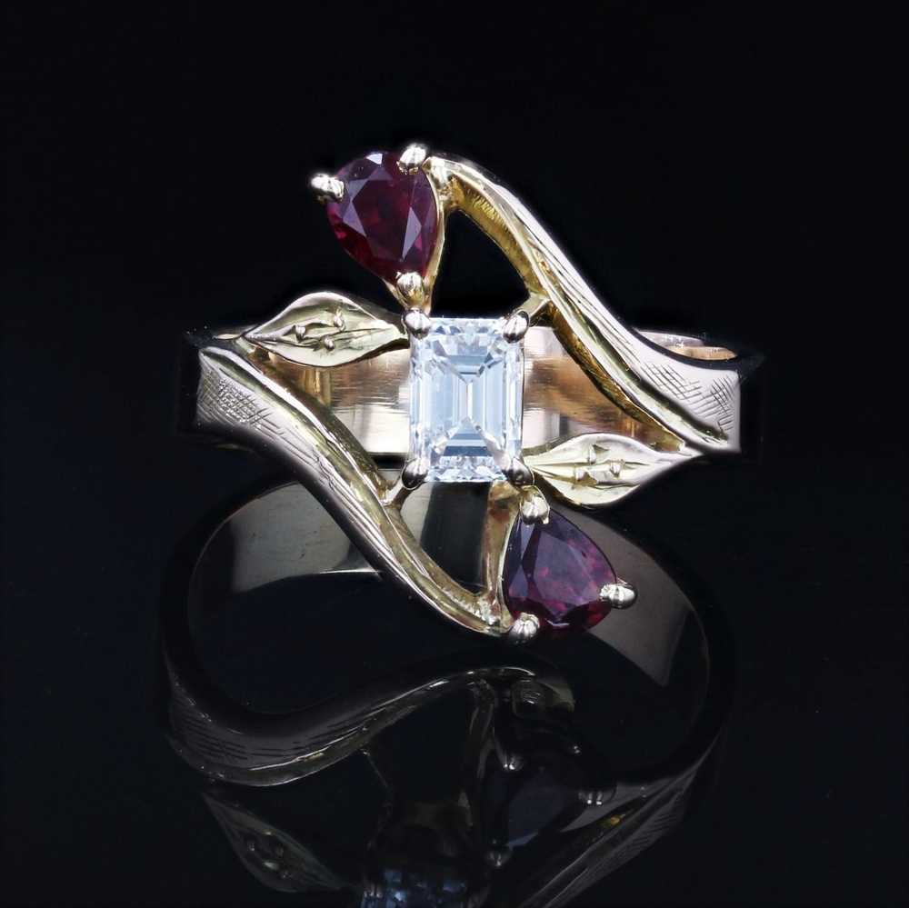 Vintage French 1960s Baguette- cut Diamond Pear- … - image 3