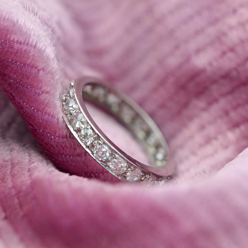 Vintage French 1925s Diamonds Platinum Wedding Ri… - image 10