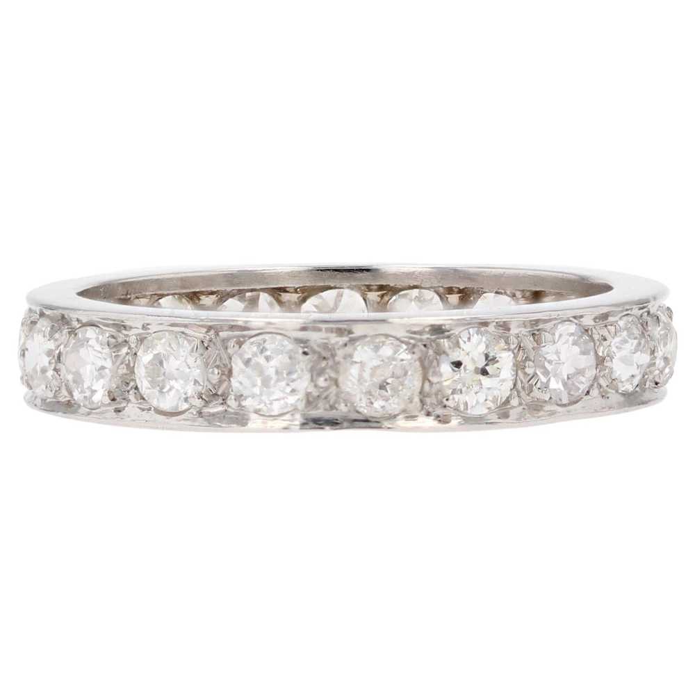 Vintage French 1925s Diamonds Platinum Wedding Ri… - image 1