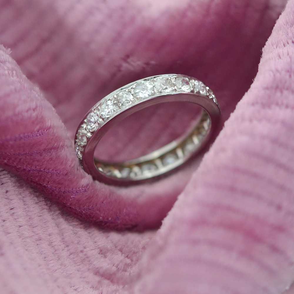 Vintage French 1925s Diamonds Platinum Wedding Ri… - image 3