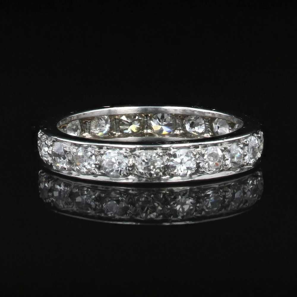 Vintage French 1925s Diamonds Platinum Wedding Ri… - image 4