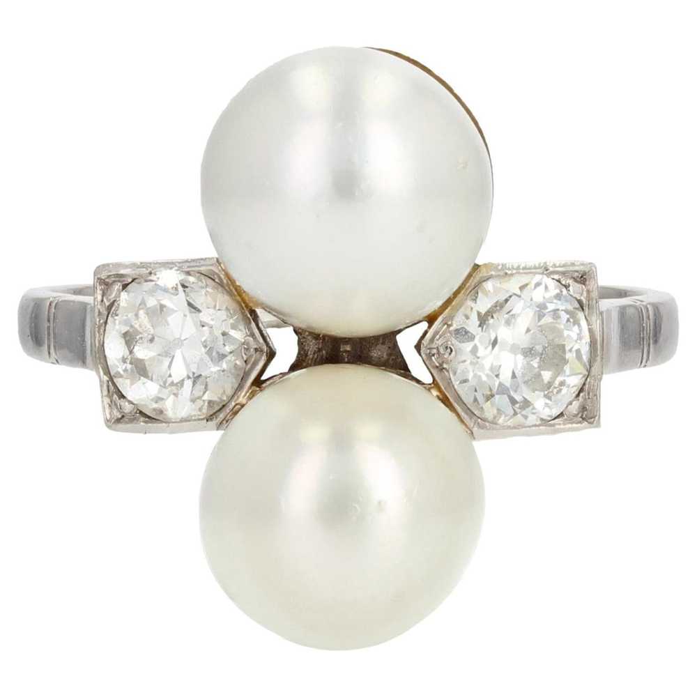 Vintage French 1925s Art Deco Fine Pearl Diamond … - image 1