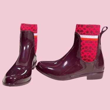 Pink coach best sale rain boots