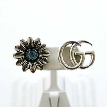 Gucci GUCCI Double G Flower Stud Earrings Silver … - image 1