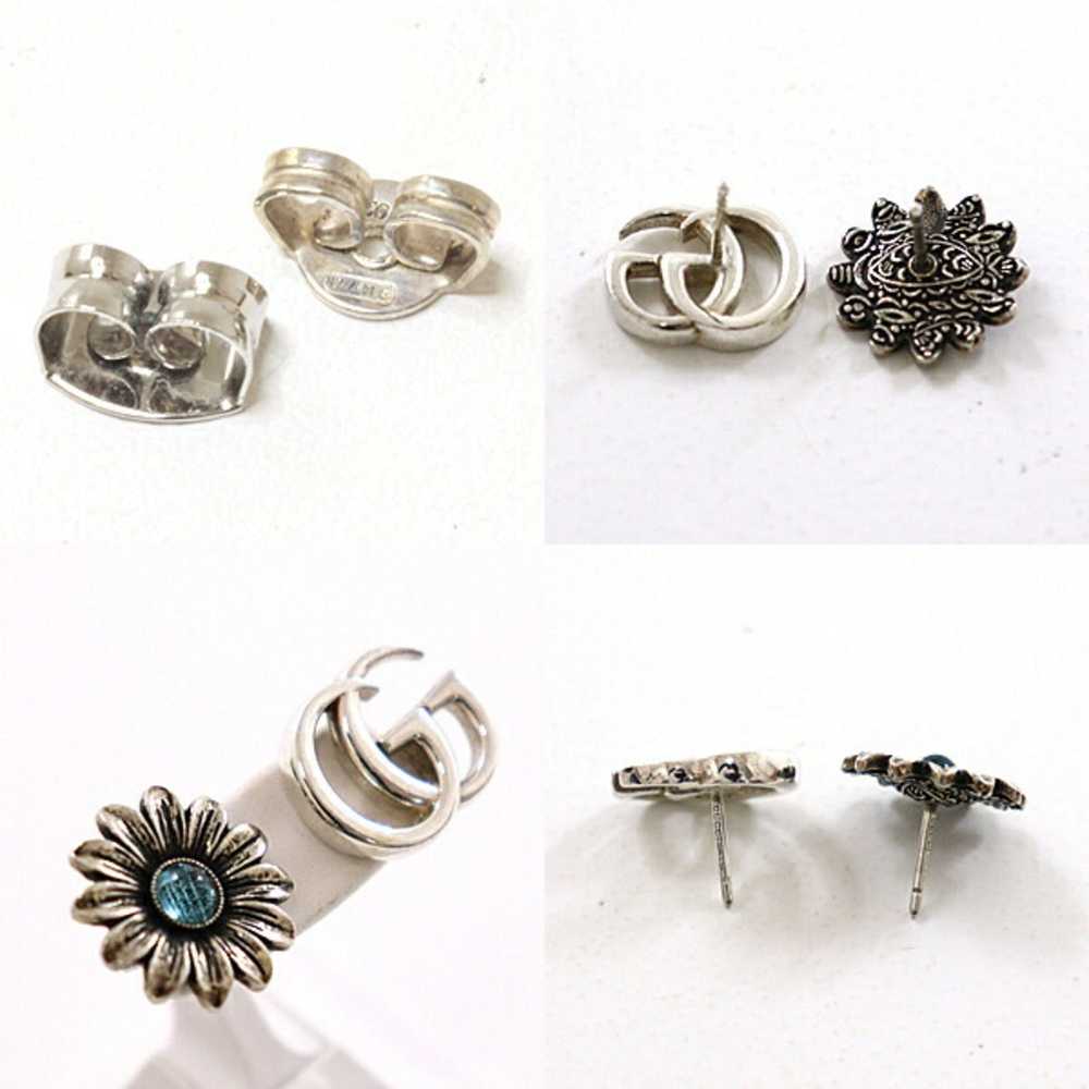 Gucci GUCCI Double G Flower Stud Earrings Silver … - image 3