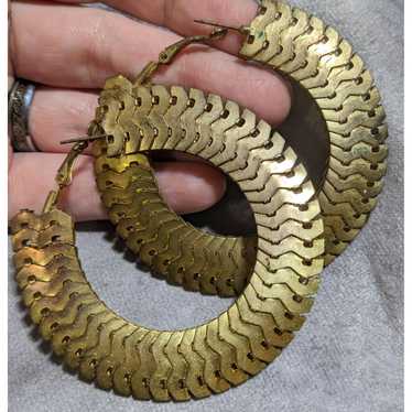 Other Vintage Gold Snake Rope Hoop Earrings - image 1