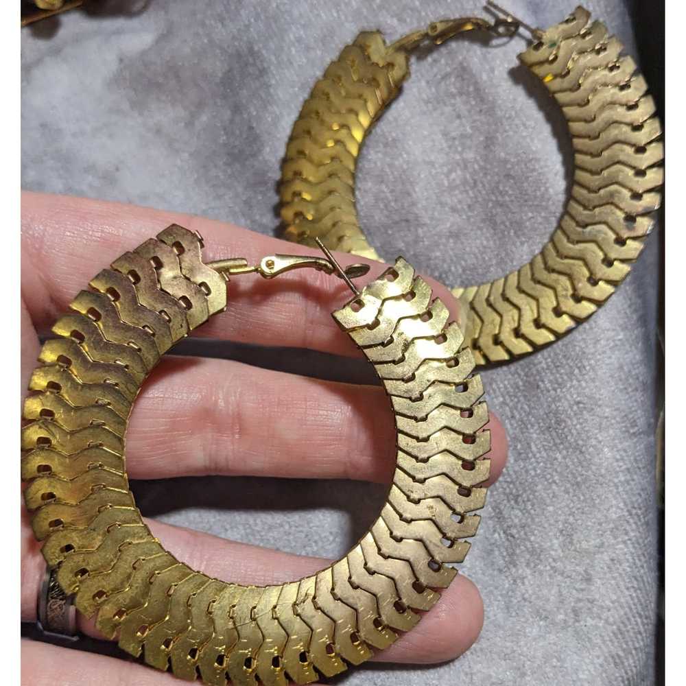 Other Vintage Gold Snake Rope Hoop Earrings - image 2
