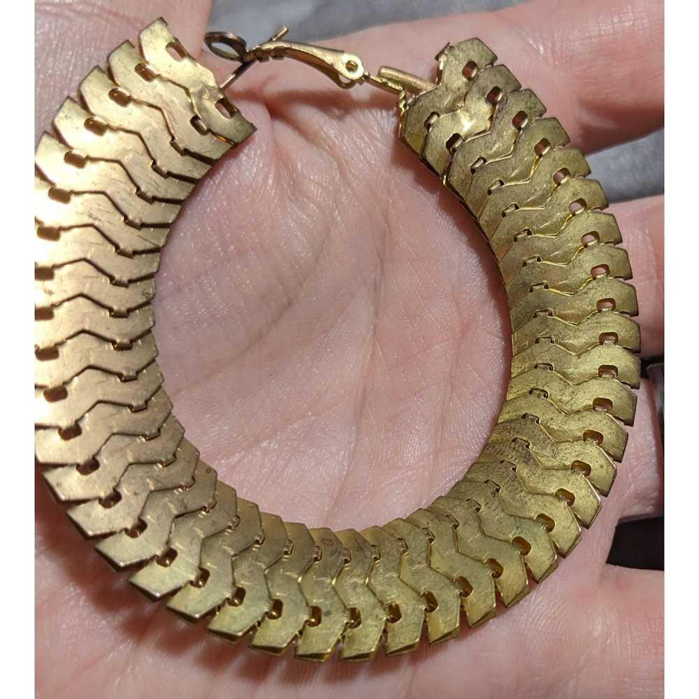 Other Vintage Gold Snake Rope Hoop Earrings - image 4