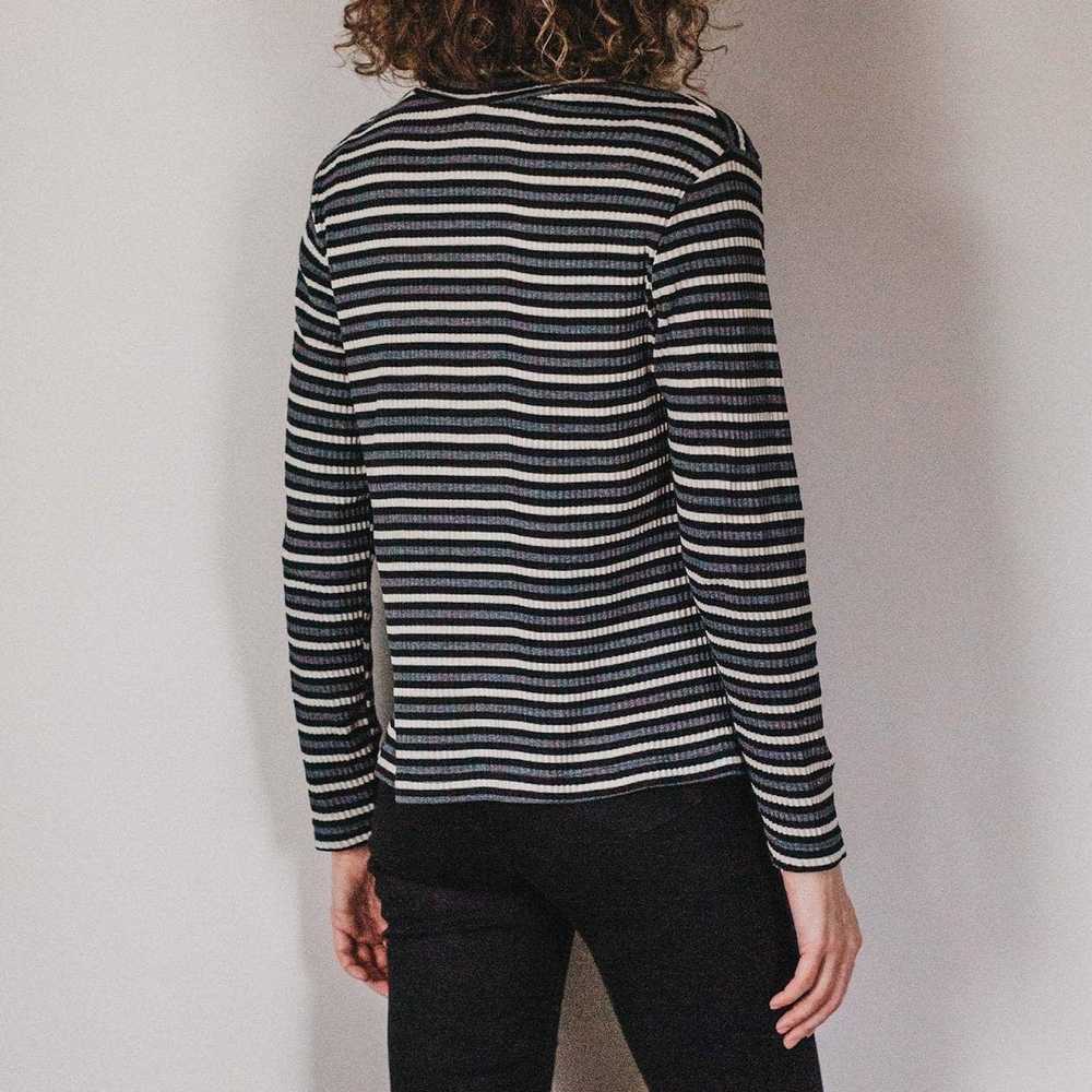 Vintage 90s Striped Mockneck Long Sleeve Top - image 4