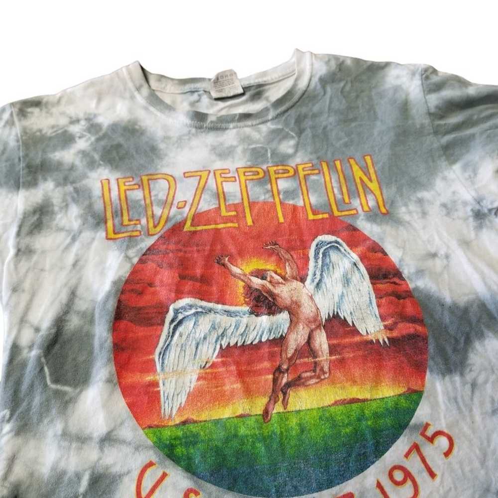 Led Zeppelin U.S. Tour 1975 Gray Tie Dyed T-shirt - image 2