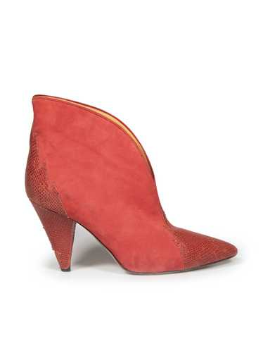 Isabel Marant Red Suede Snake Embossed Flame Boots