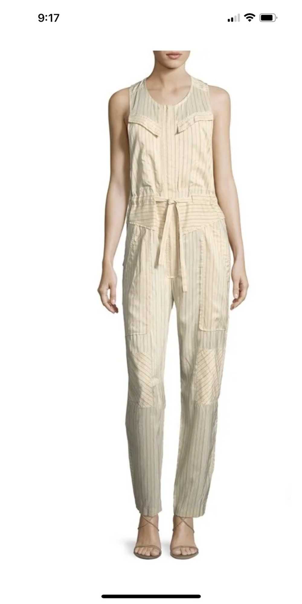 Isabel Marant Pinstripe Sleeveless Cargo Jumpsuit - image 1