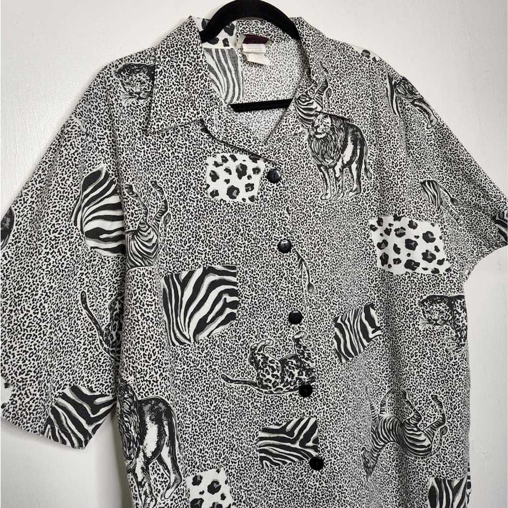 Vintage Vintage Zebra Animal Print Button Shirt C… - image 2