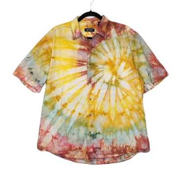 Vintage Vintage Ice Tie Dye Swirl Button Short Sl… - image 1