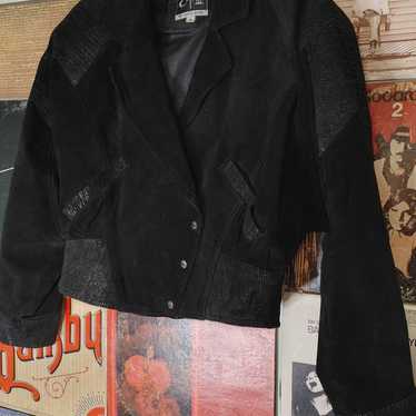 Vintage Global Identity black cropped leather jac… - image 1