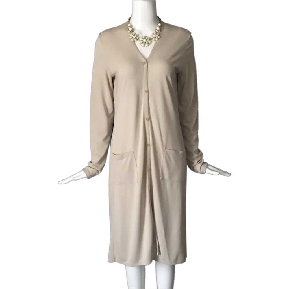 Vintage 90s DKNY Taupe Button Up Dress Size S - image 1