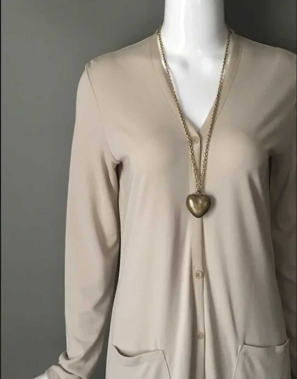 Vintage 90s DKNY Taupe Button Up Dress Size S - image 3