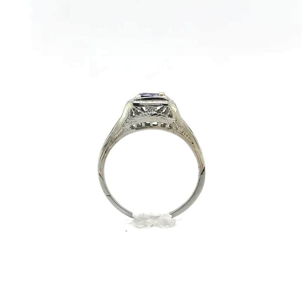 18K gold Filigree Ring with .57ct Sapphire Art De… - image 2