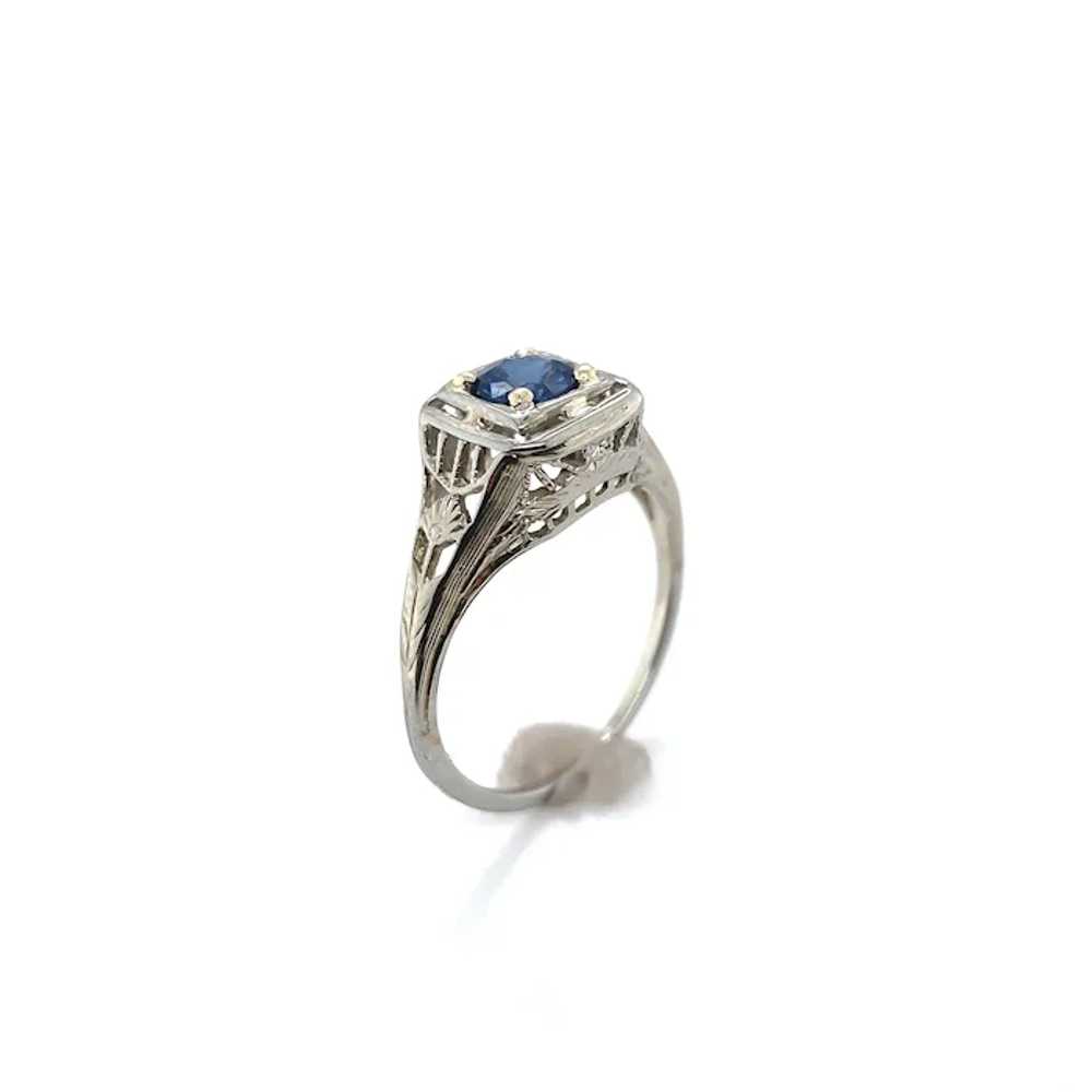 18K gold Filigree Ring with .57ct Sapphire Art De… - image 3