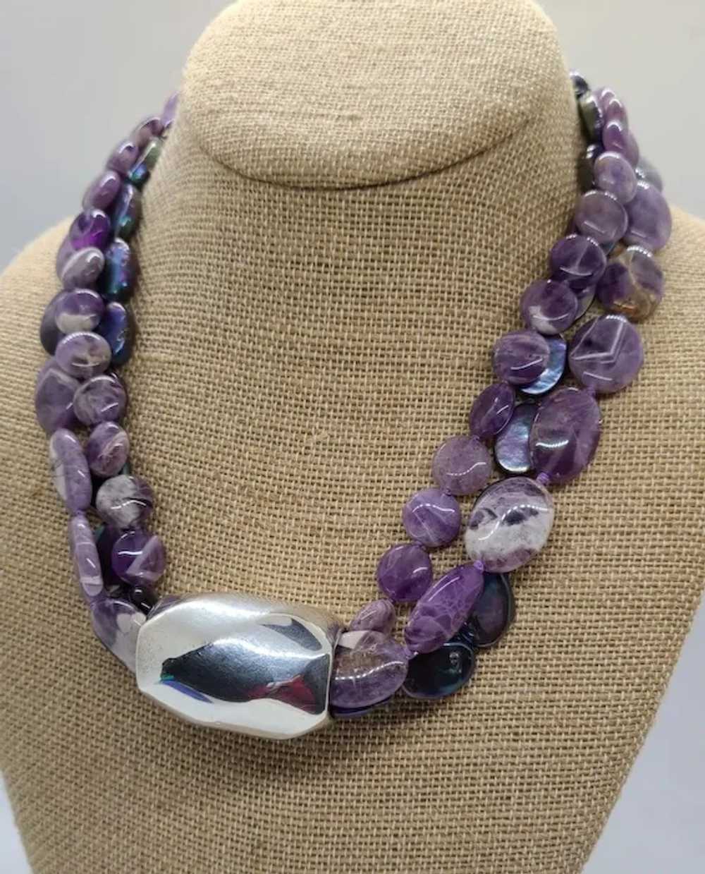 Beautiful Amethyst Sterling Silver Statement Neck… - image 10