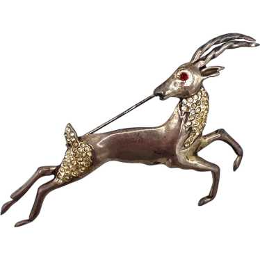 1940s STERLING Vintage Gazelle Brooch - image 1