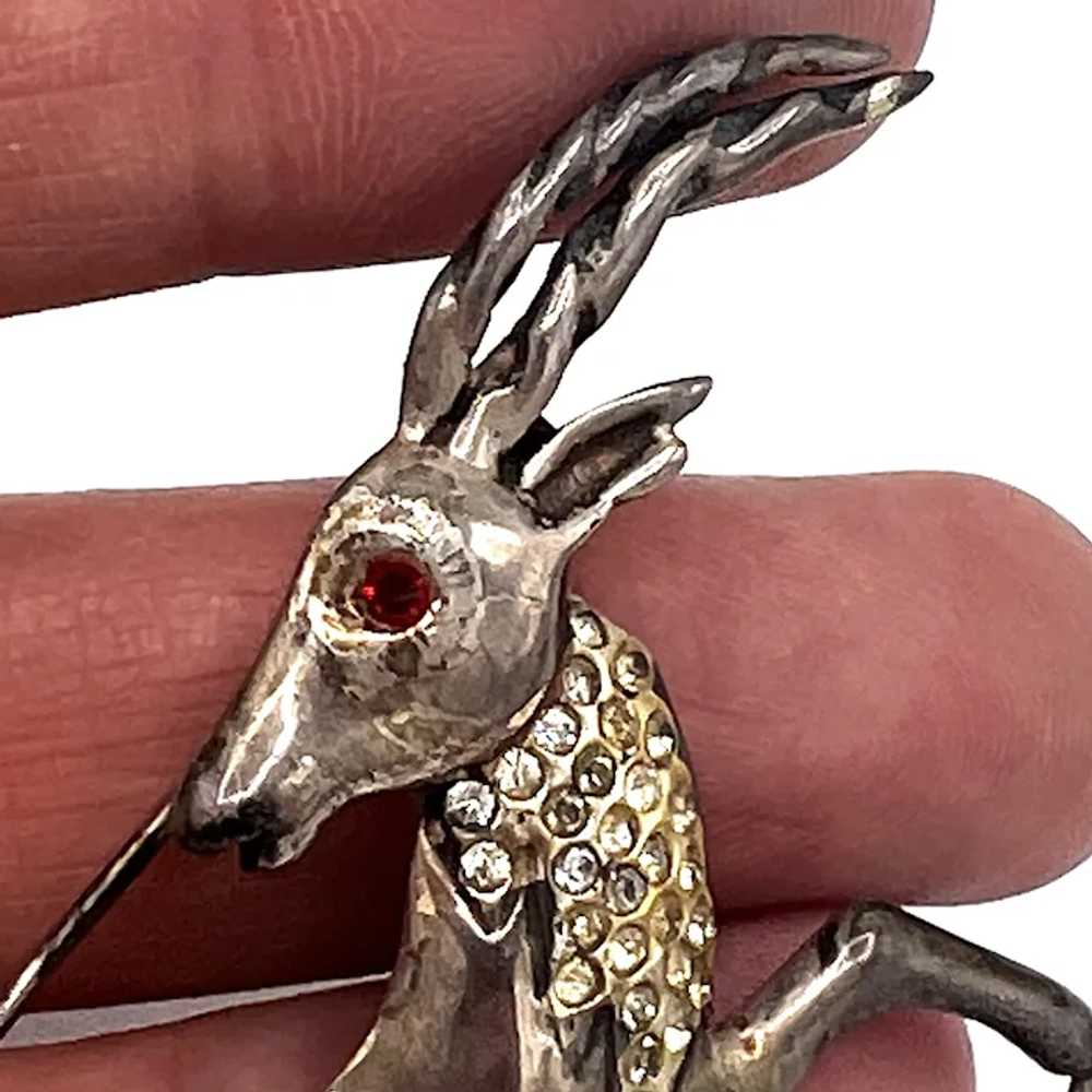 1940s STERLING Vintage Gazelle Brooch - image 3