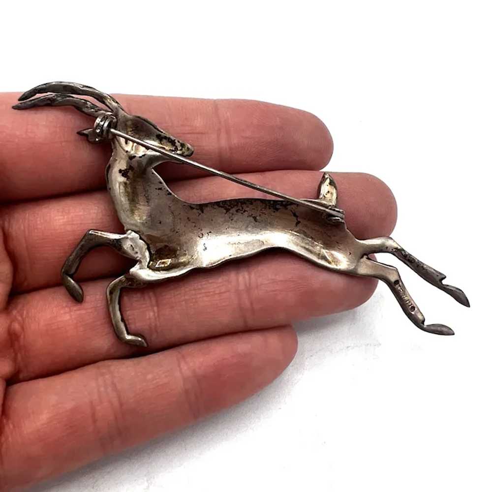 1940s STERLING Vintage Gazelle Brooch - image 5