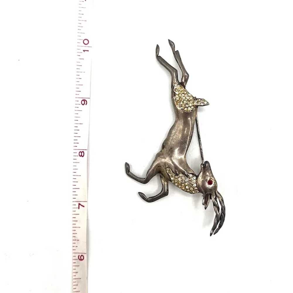 1940s STERLING Vintage Gazelle Brooch - image 6