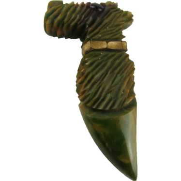 Bakelite Scottie Dog Clip in Mottled Green - image 1