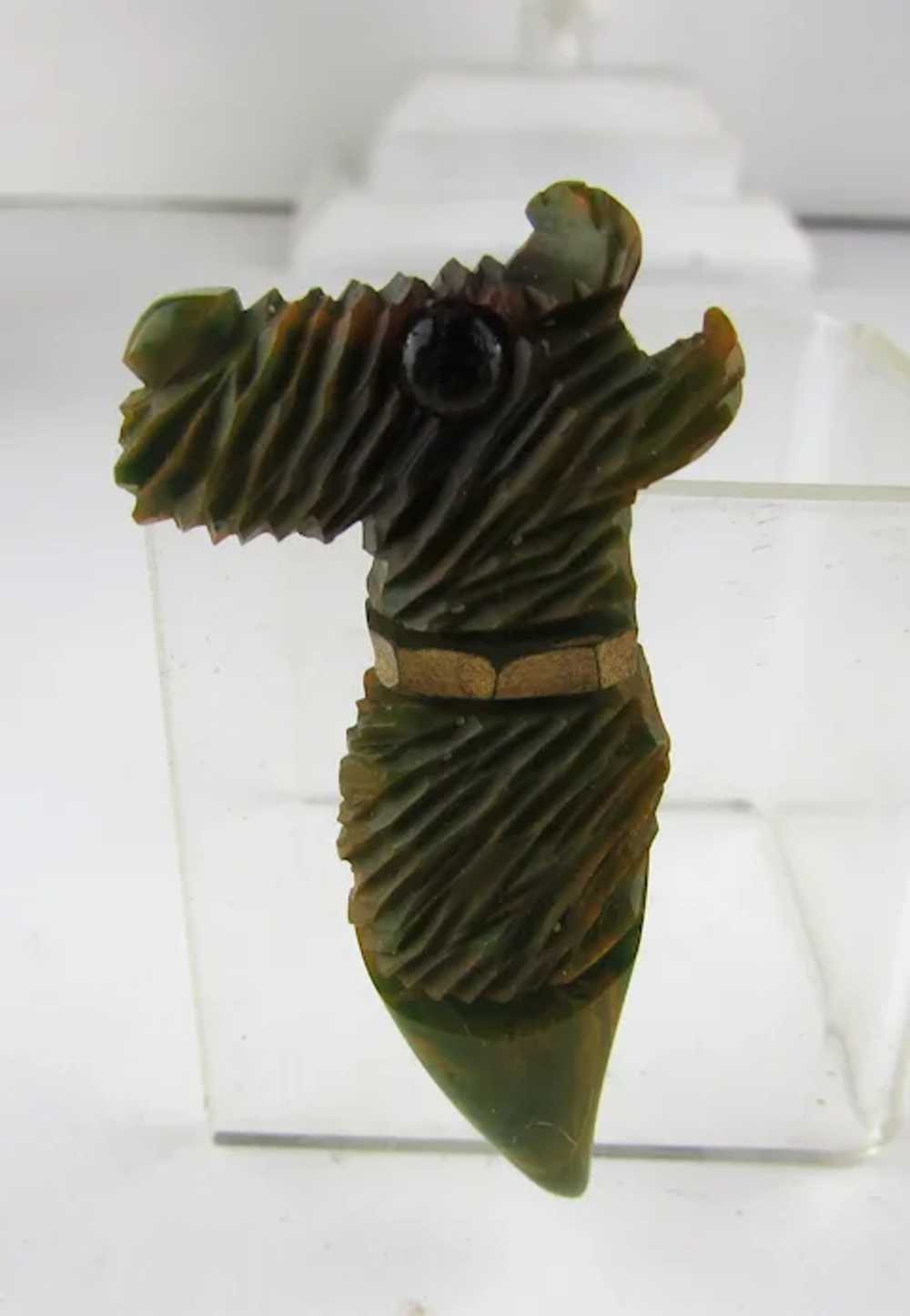 Bakelite Scottie Dog Clip in Mottled Green - image 4