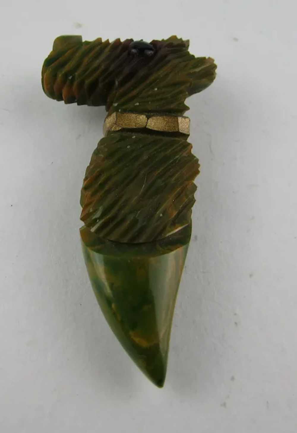 Bakelite Scottie Dog Clip in Mottled Green - image 8