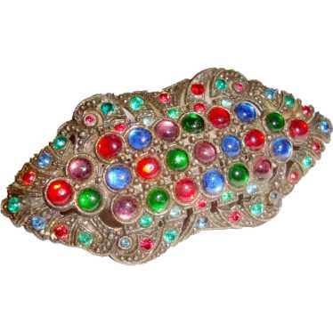 Art Deco Brooch Czech Glass Cabochons - image 1