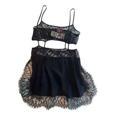 SHEIN BAE Black Lace & Satin Panel Boned Corset Top With Bustier